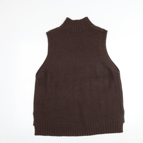 Marks and Spencer Womens Brown High Neck Acrylic Vest Jumper Size L