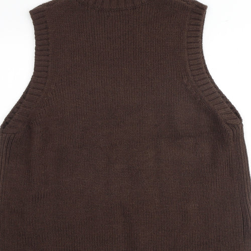 Marks and Spencer Womens Brown High Neck Acrylic Vest Jumper Size L