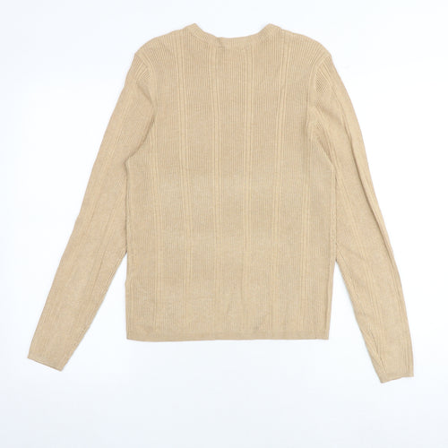 Marks and Spencer Womens Brown Round Neck Viscose Pullover Jumper Size 14