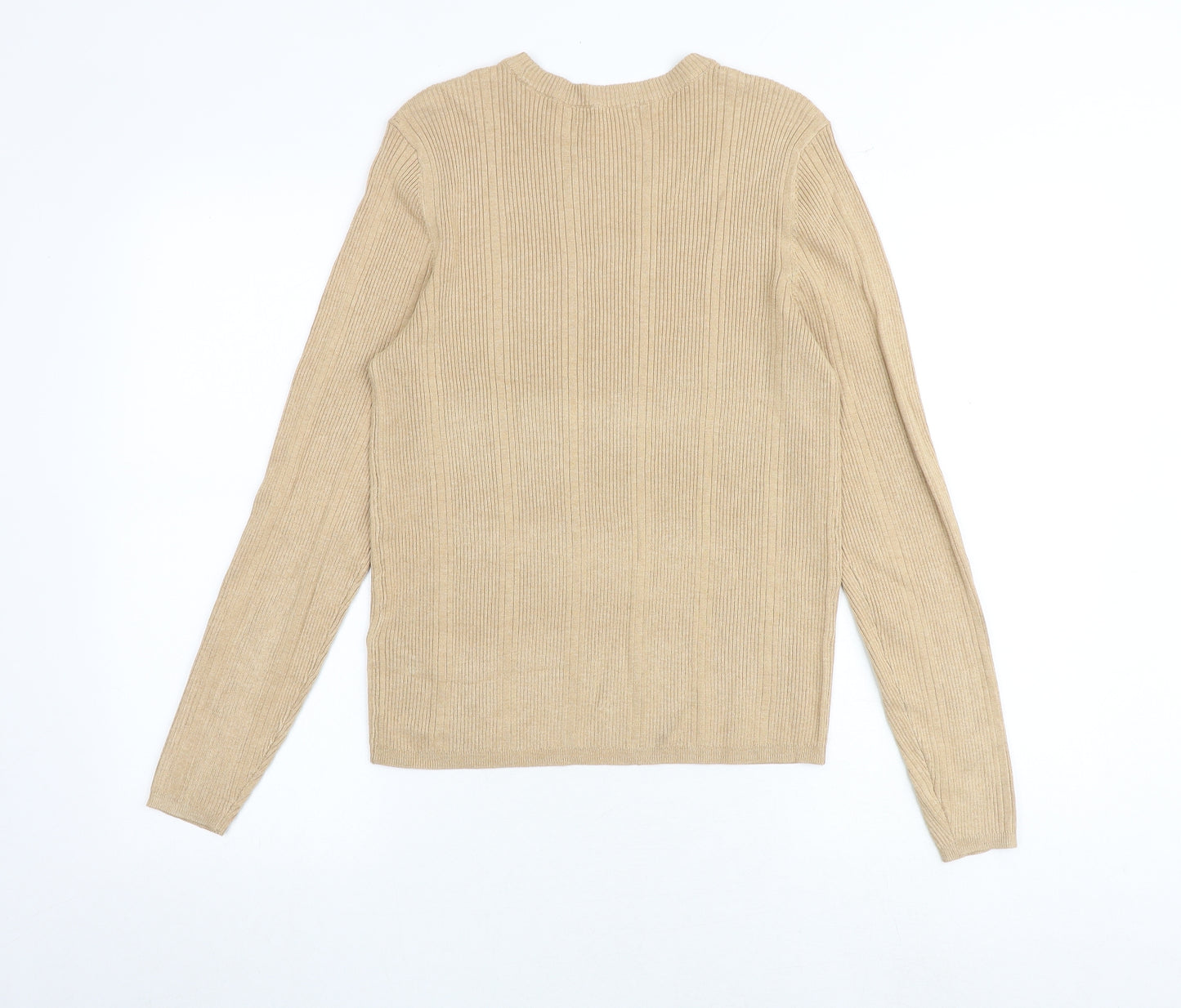 Marks and Spencer Womens Brown Round Neck Viscose Pullover Jumper Size 14
