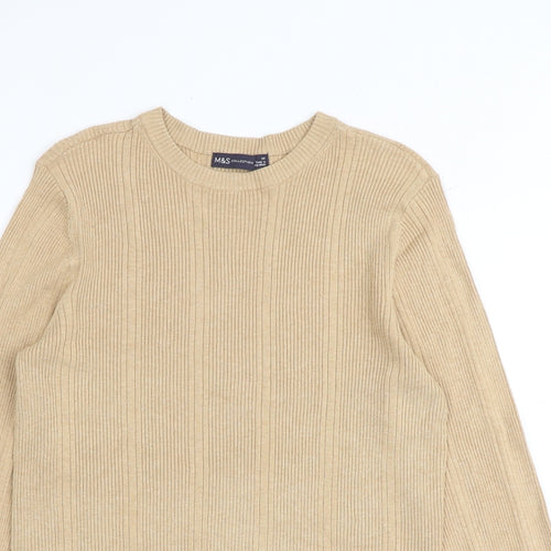 Marks and Spencer Womens Brown Round Neck Viscose Pullover Jumper Size 14