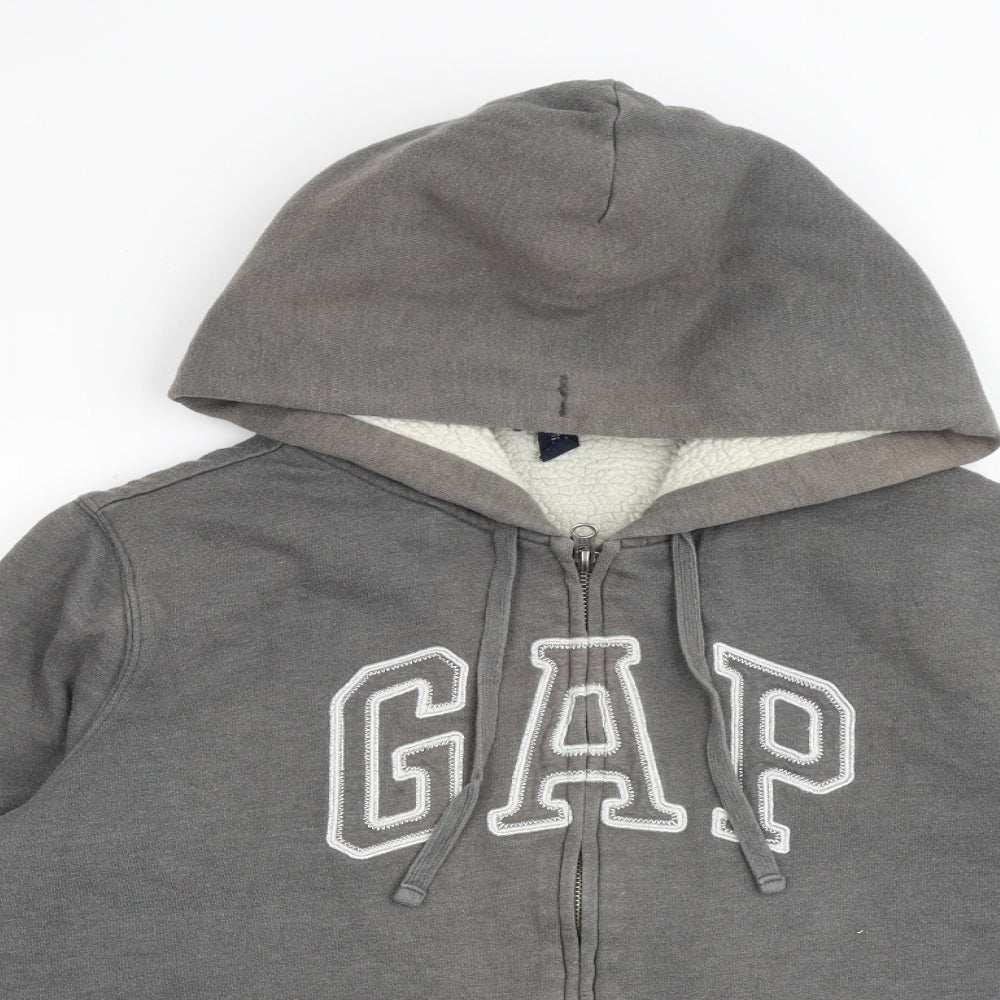 Gap Womens Grey Cotton Full Zip Hoodie Size L Zip
