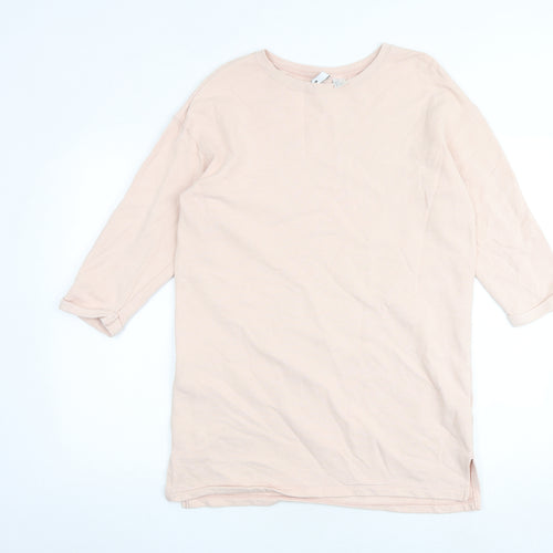 H&M Womens Pink Cotton Jumper Dress Size S Round Neck Pullover