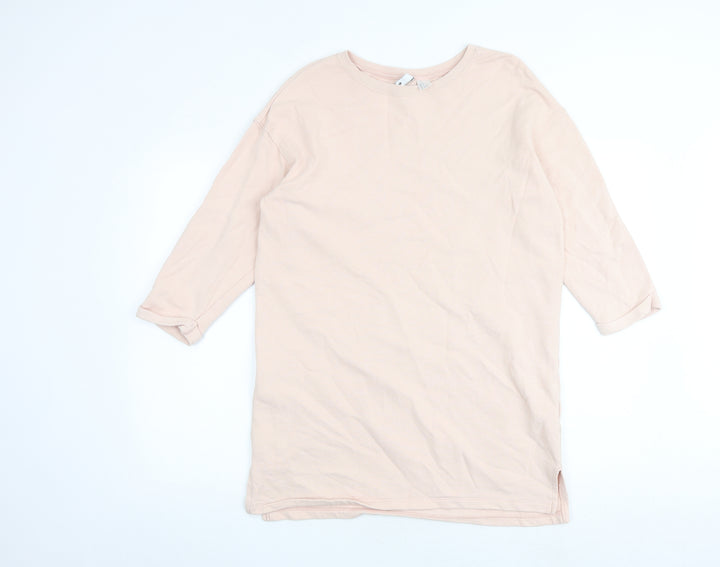 H&M Womens Pink Cotton Jumper Dress Size S Round Neck Pullover