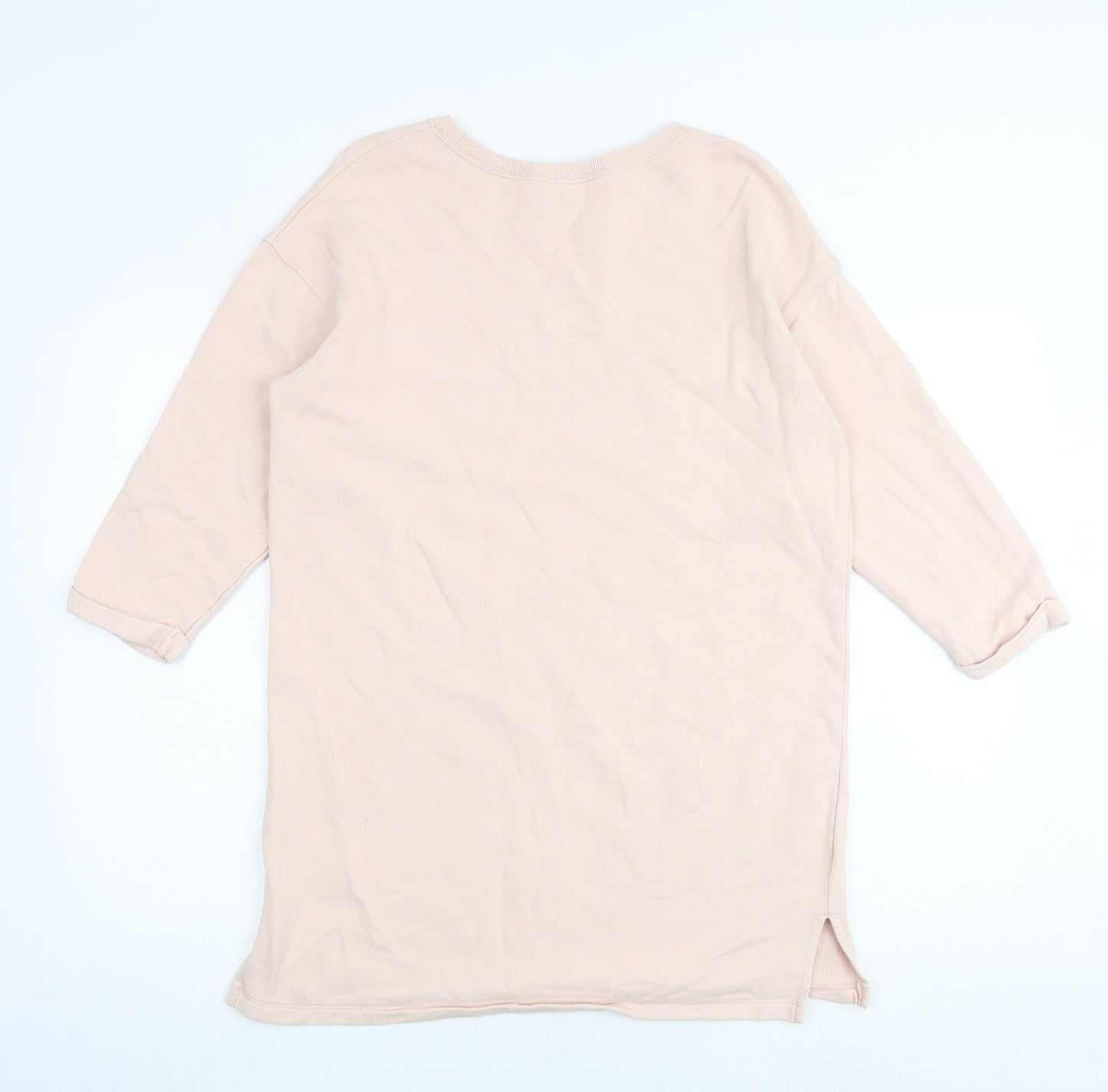 H&M Womens Pink Cotton Jumper Dress Size S Round Neck Pullover