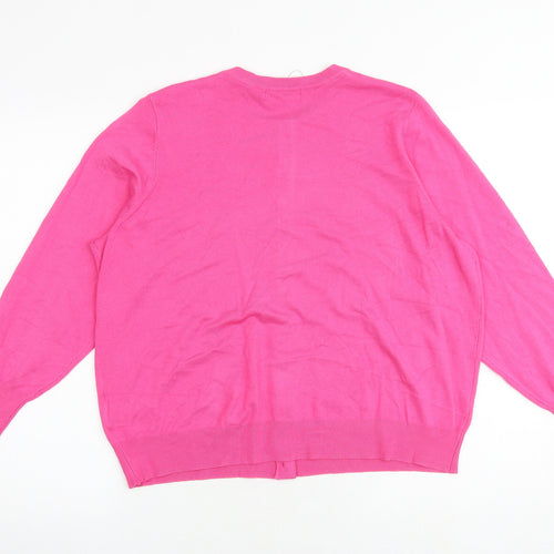 Marks and Spencer Womens Pink Round Neck Viscose Cardigan Jumper Size 20