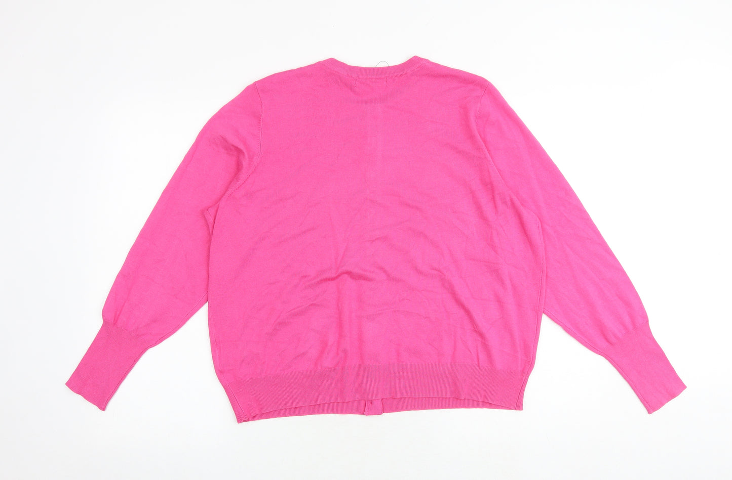 Marks and Spencer Womens Pink Round Neck Viscose Cardigan Jumper Size 20