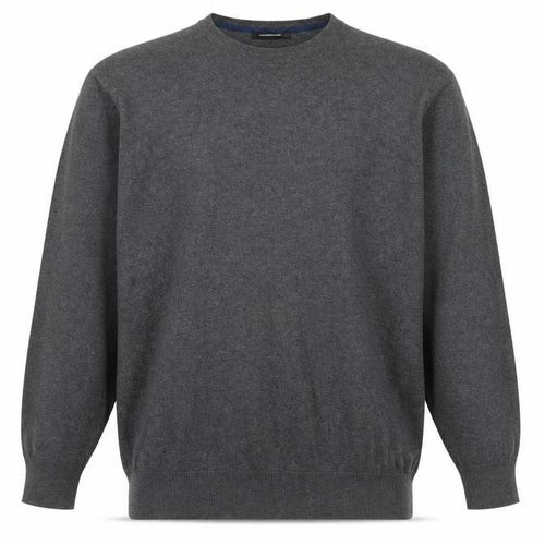 Goodsouls Mens Grey Round Neck Cotton Pullover Jumper Size L Long Sleeve