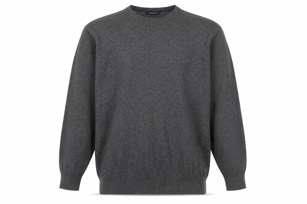 Goodsouls Mens Grey Round Neck Cotton Pullover Jumper Size L Long Sleeve