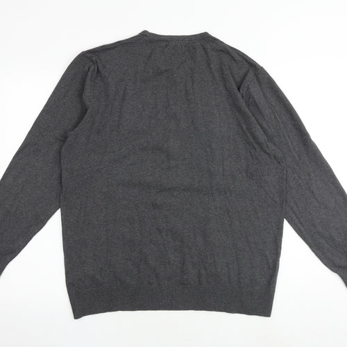 Goodsouls Mens Grey Round Neck Cotton Pullover Jumper Size L Long Sleeve