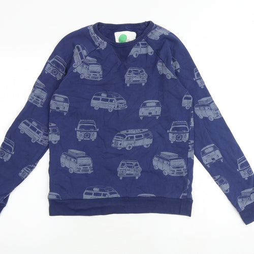 Mini Boden Boys Blue Geometric 100% Cotton Pullover Sweatshirt Size 11-12 Years Pullover - Campervan Print