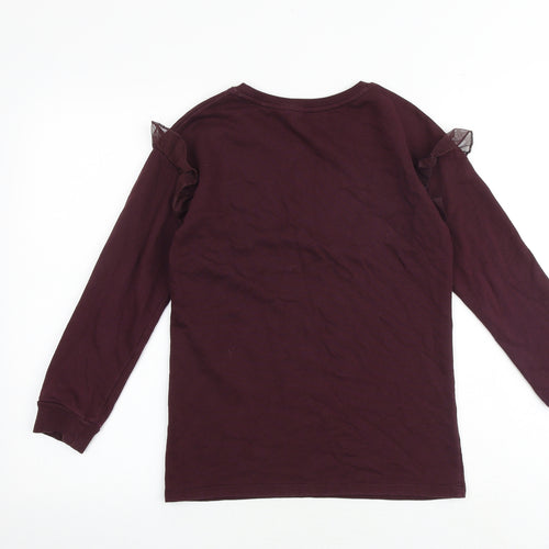 NEXT Girls Purple 100% Cotton Pullover Sweatshirt Size 10 Years Pullover - Unicorn