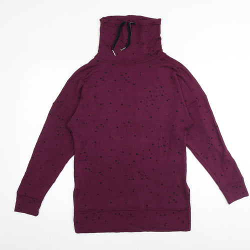 Marks and Spencer Womens Purple Geometric Viscose Pullover Sweatshirt Size 6 Pullover - High Neck Drawstring