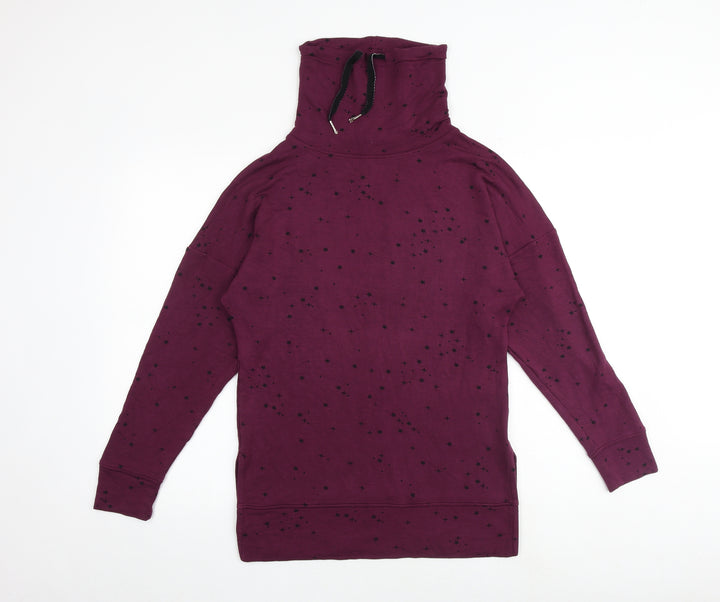 Marks and Spencer Womens Purple Geometric Viscose Pullover Sweatshirt Size 6 Pullover - High Neck Drawstring