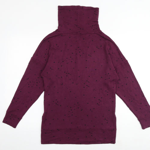 Marks and Spencer Womens Purple Geometric Viscose Pullover Sweatshirt Size 6 Pullover - High Neck Drawstring