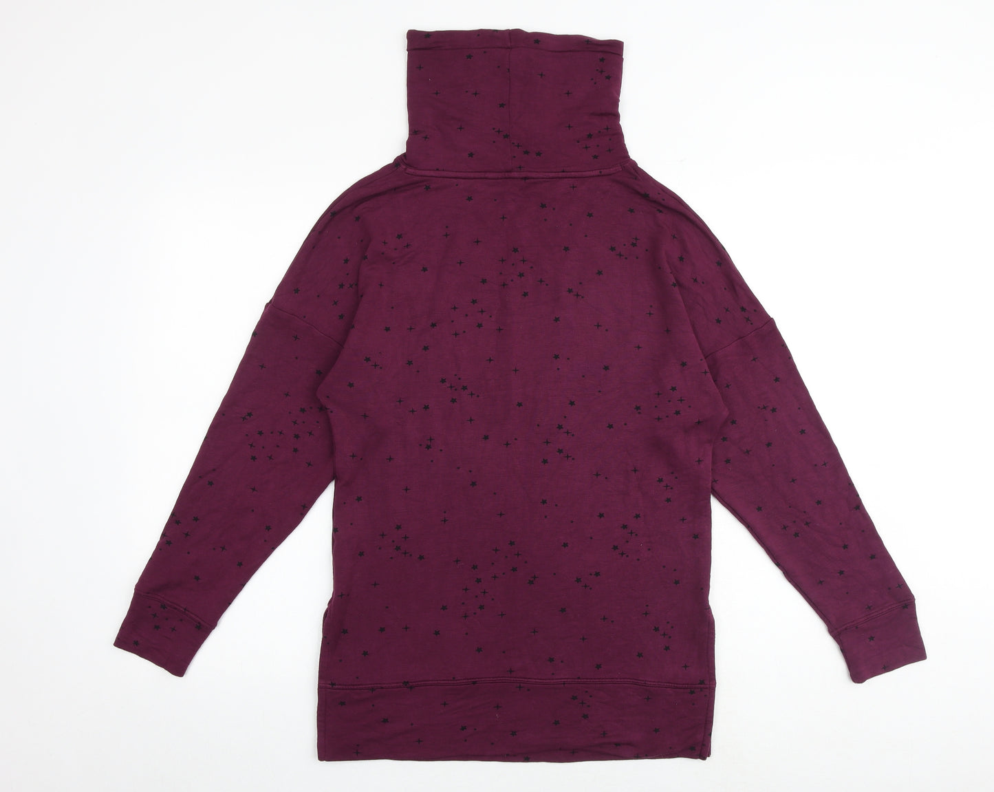 Marks and Spencer Womens Purple Geometric Viscose Pullover Sweatshirt Size 6 Pullover - High Neck Drawstring