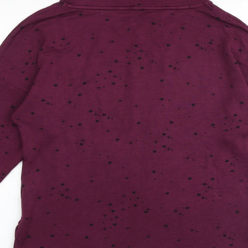Marks and Spencer Womens Purple Geometric Viscose Pullover Sweatshirt Size 6 Pullover - High Neck Drawstring