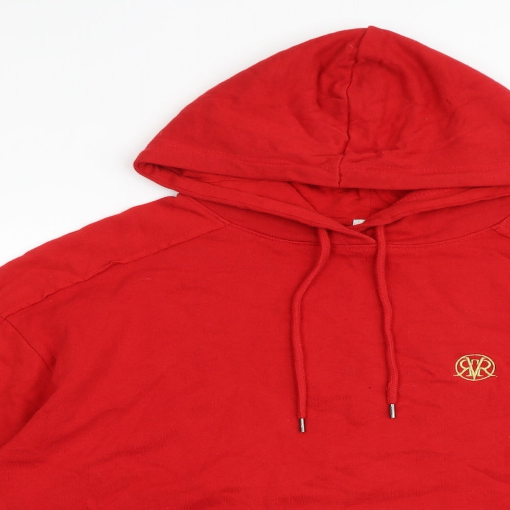 River Island Mens Red Cotton Pullover Hoodie Size L