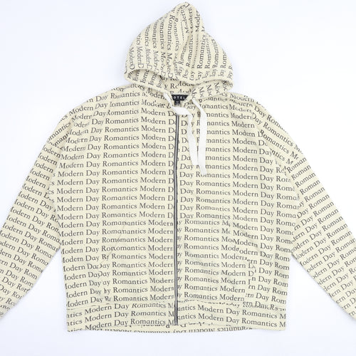 Motel Mens Beige Geometric Cotton Full Zip Hoodie Size S - Modern Day Romantics