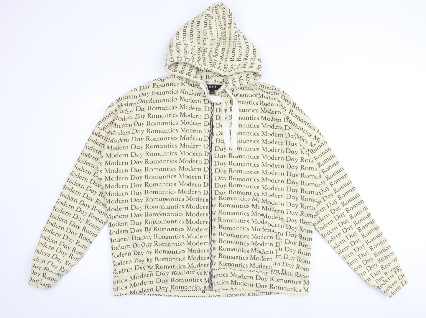 Motel Mens Beige Geometric Cotton Full Zip Hoodie Size S - Modern Day Romantics