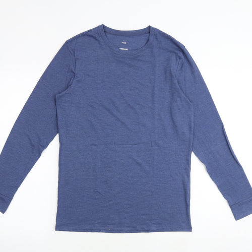 Marks and Spencer Mens Blue Acrylic T-Shirt Size M Round Neck