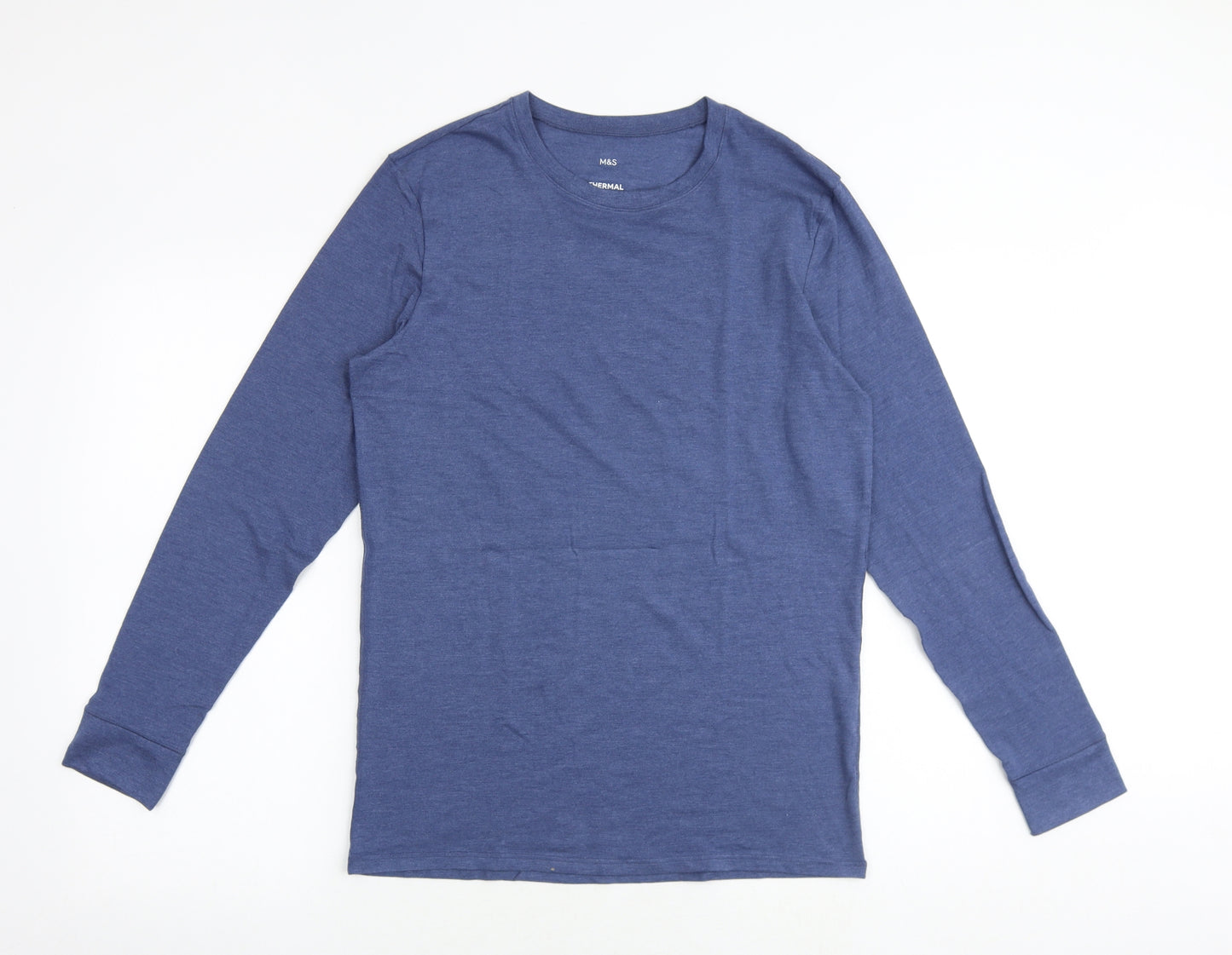 Marks and Spencer Mens Blue Acrylic T-Shirt Size M Round Neck