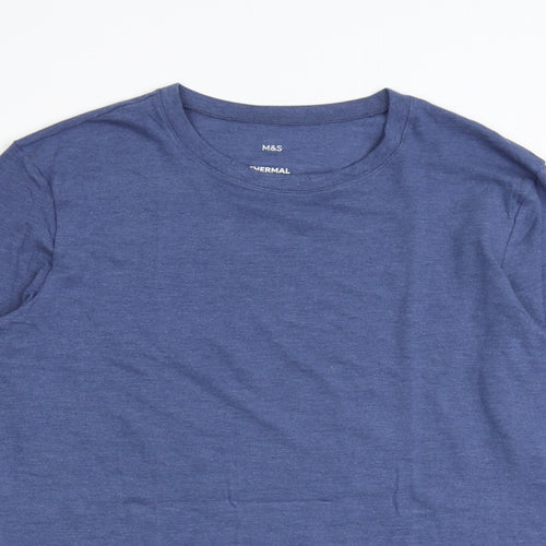 Marks and Spencer Mens Blue Acrylic T-Shirt Size M Round Neck
