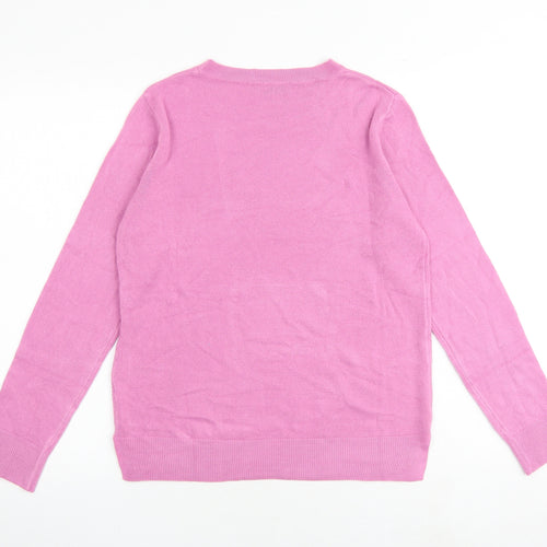 Marks and Spencer Womens Pink Round Neck Acrylic Pullover Jumper Size 12