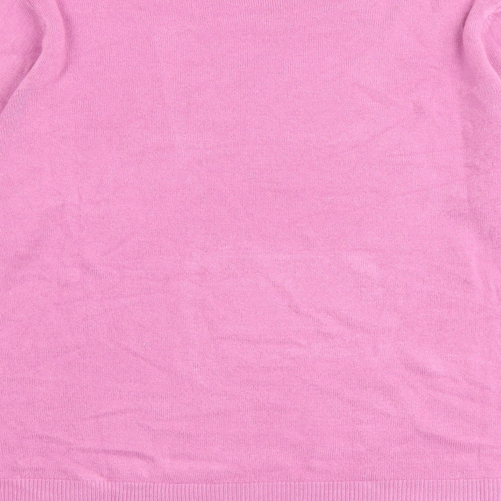 Marks and Spencer Womens Pink Round Neck Acrylic Pullover Jumper Size 12