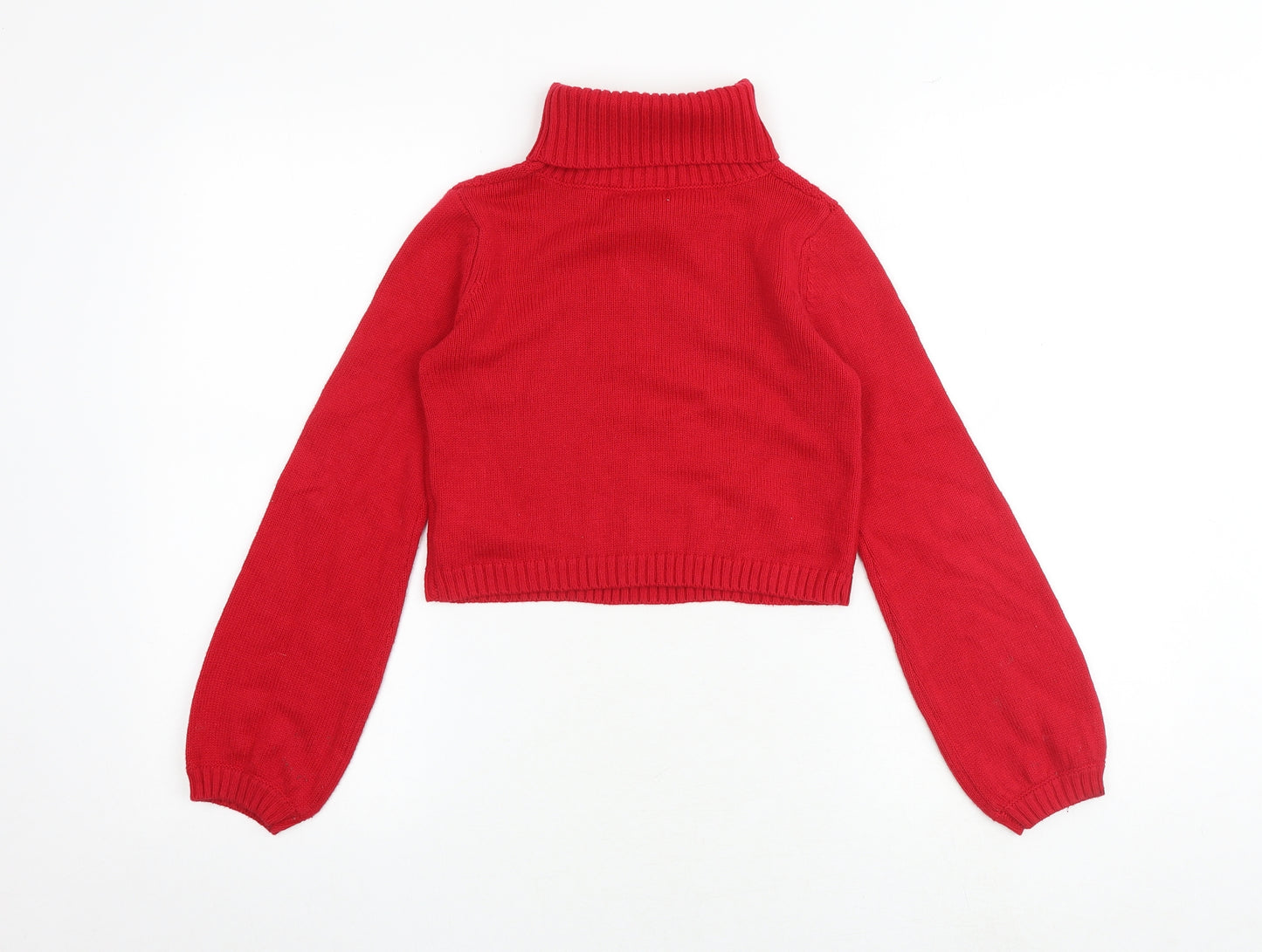 Tahari Girls Red Roll Neck Cotton Pullover Jumper Size 7-8 Years Pullover