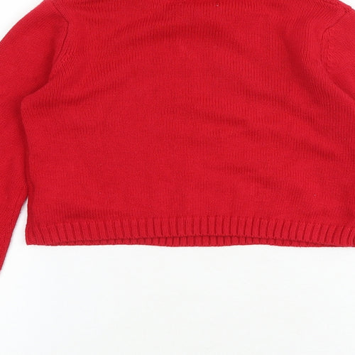 Tahari Girls Red Roll Neck Cotton Pullover Jumper Size 7-8 Years Pullover