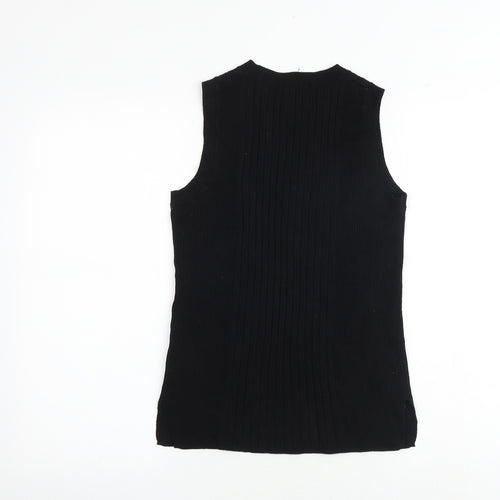 Marks and Spencer Womens Black Round Neck Viscose Vest Jumper Size M