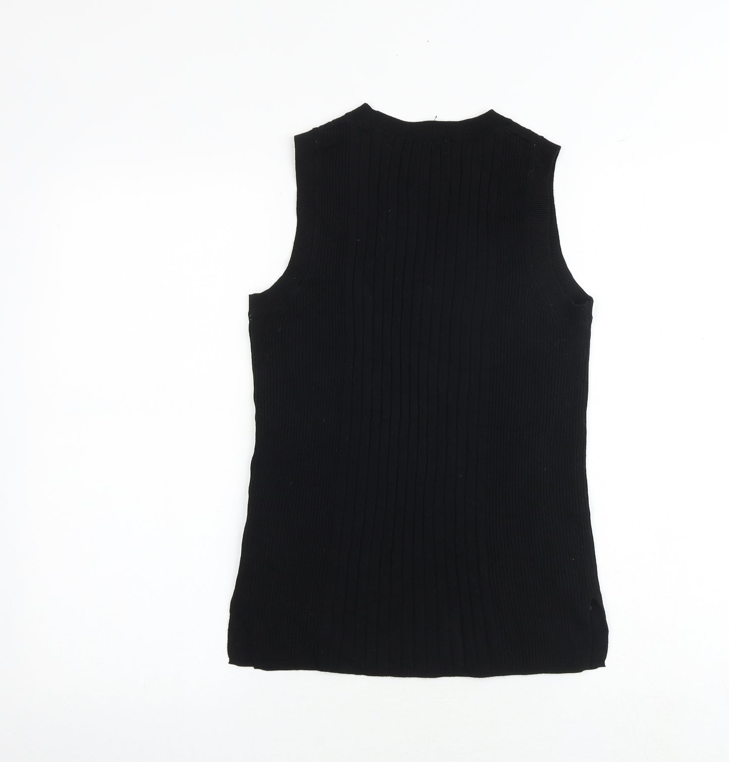 Marks and Spencer Womens Black Round Neck Viscose Vest Jumper Size M