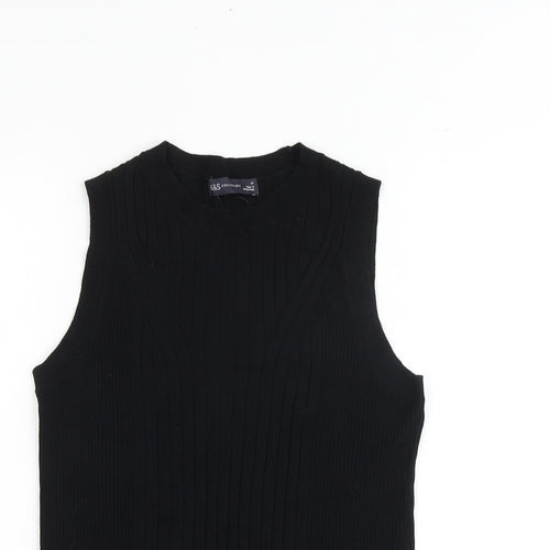 Marks and Spencer Womens Black Round Neck Viscose Vest Jumper Size M