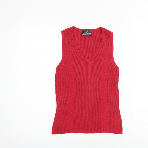 Daniel Hetcher Womens Red Viscose Basic Tank Size M V-Neck