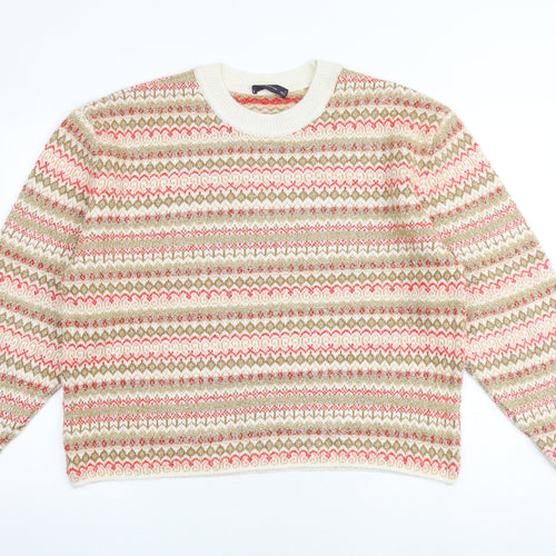 Marks and Spencer Womens Multicoloured Round Neck Geometric Acrylic Pullover Jumper Size L
