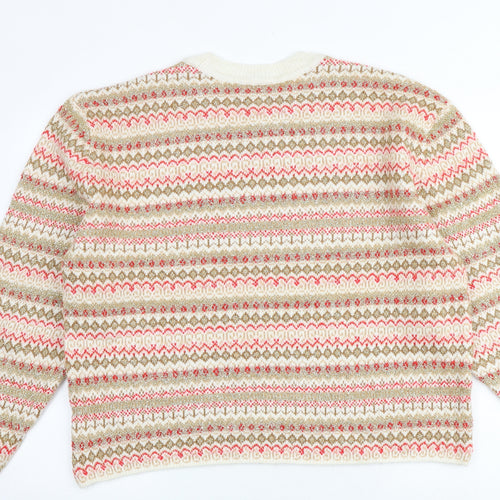 Marks and Spencer Womens Multicoloured Round Neck Geometric Acrylic Pullover Jumper Size L