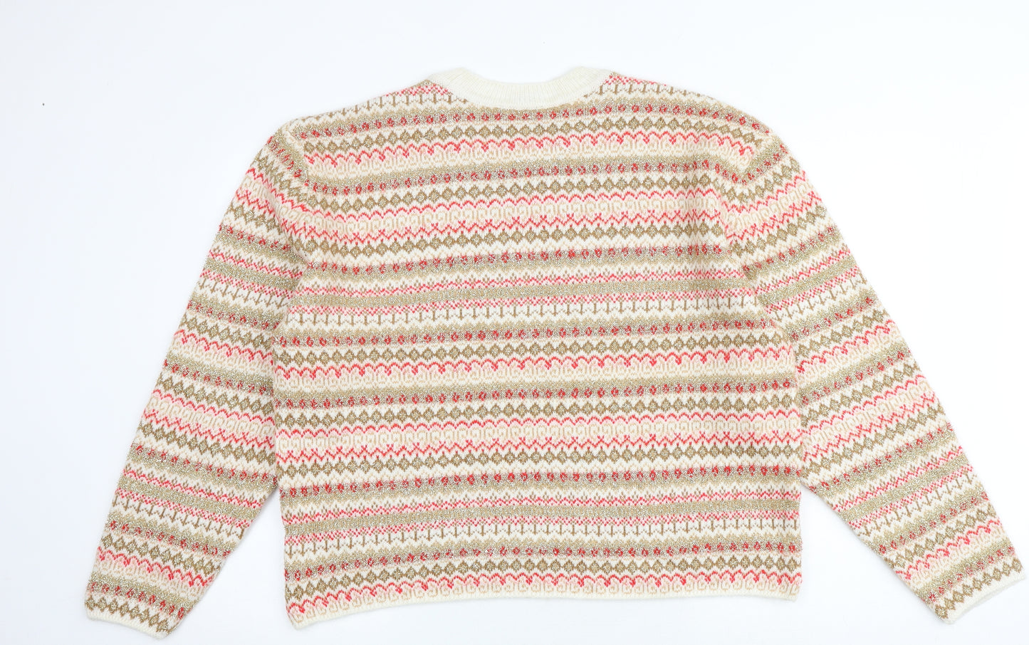 Marks and Spencer Womens Multicoloured Round Neck Geometric Acrylic Pullover Jumper Size L