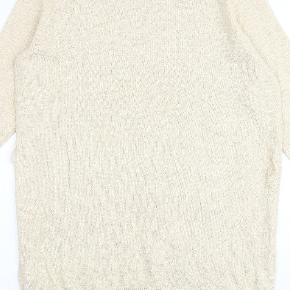 Warehouse Womens Beige Acrylic Jumper Dress Size 12 Round Neck Pullover