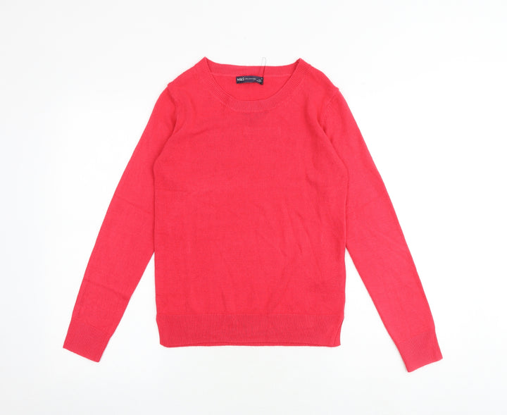 Marks and Spencer Womens Pink Round Neck Acrylic Pullover Jumper Size 6
