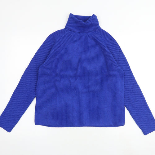 Marks and Spencer Womens Blue Roll Neck Viscose Pullover Jumper Size S
