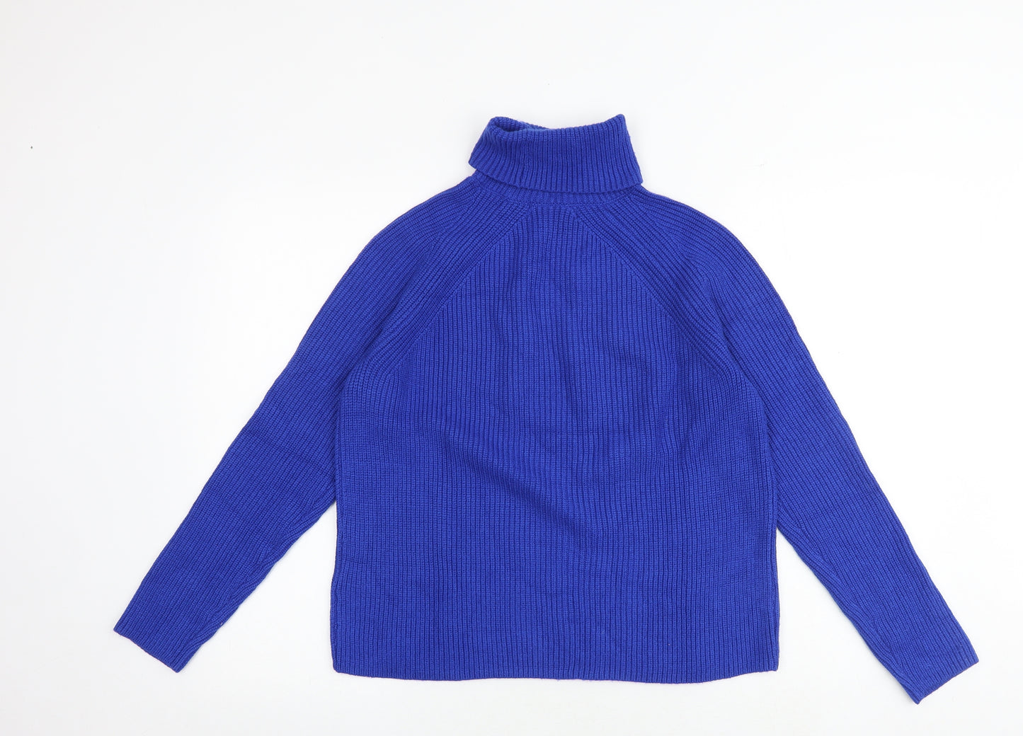 Marks and Spencer Womens Blue Roll Neck Viscose Pullover Jumper Size S