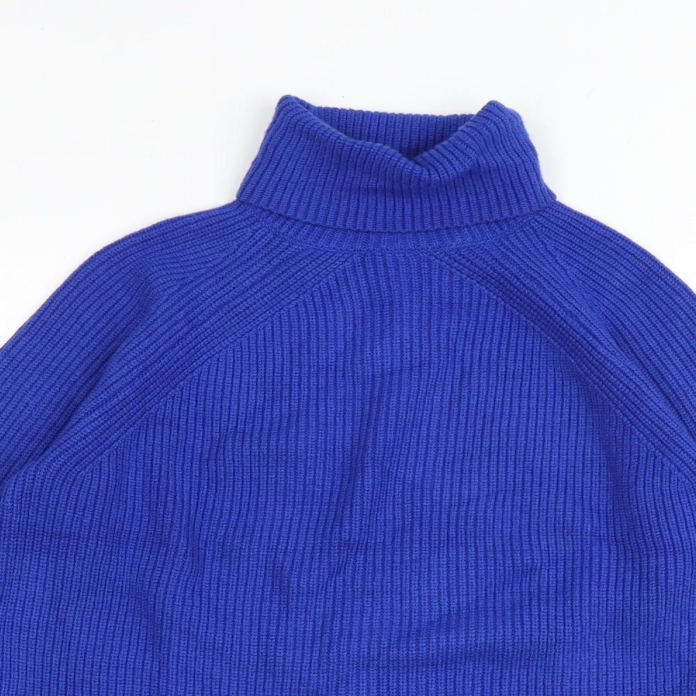 Marks and Spencer Womens Blue Roll Neck Viscose Pullover Jumper Size S