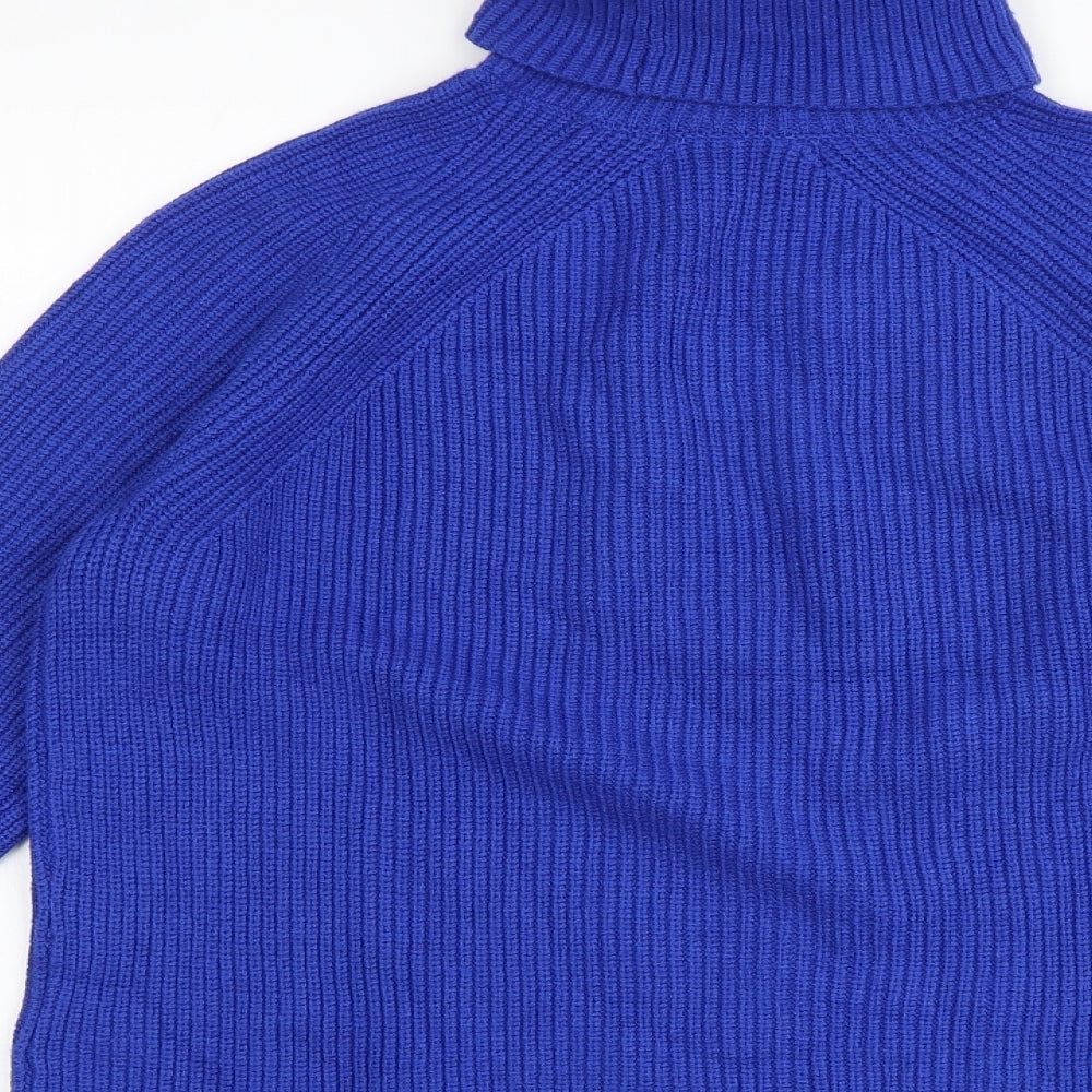 Marks and Spencer Womens Blue Roll Neck Viscose Pullover Jumper Size S