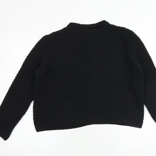 Marks and Spencer Womens Black Round Neck Cotton Cardigan Jumper Size M