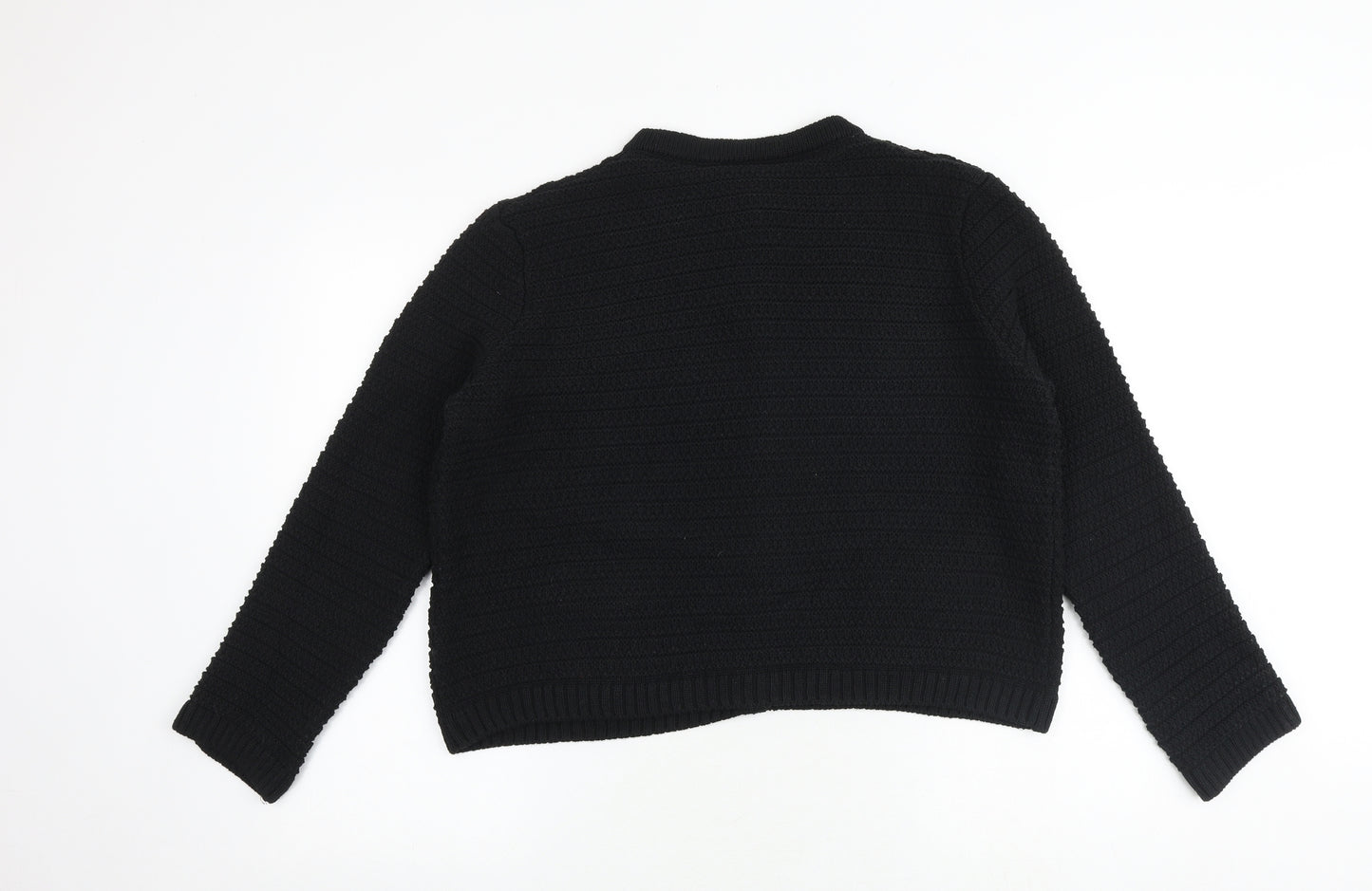 Marks and Spencer Womens Black Round Neck Cotton Cardigan Jumper Size M