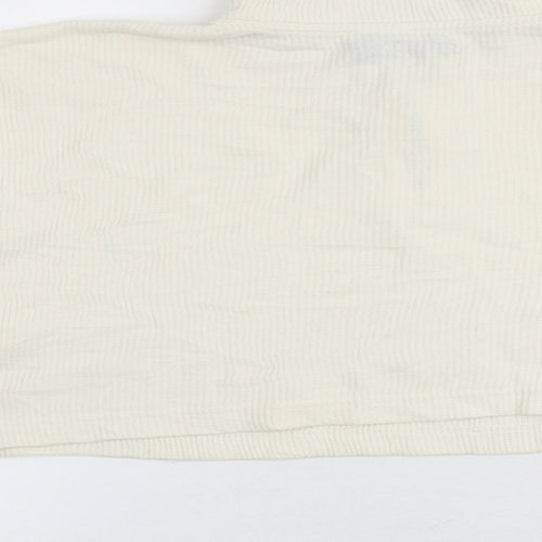 Boohoo Womens White Cotton Pullover Sweatshirt Size 10 Zip