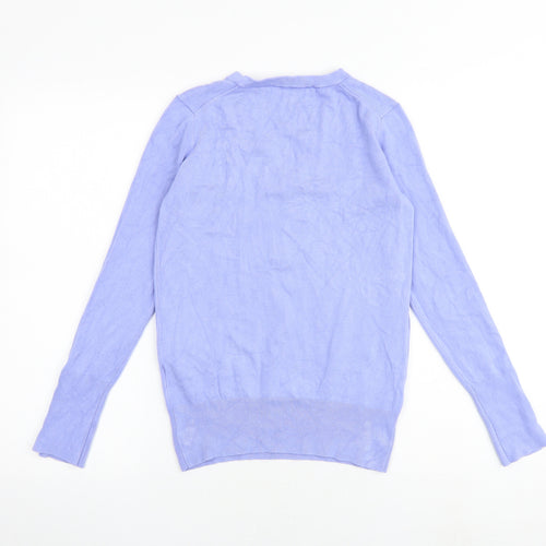 Zara Womens Blue V-Neck Viscose Pullover Jumper Size S