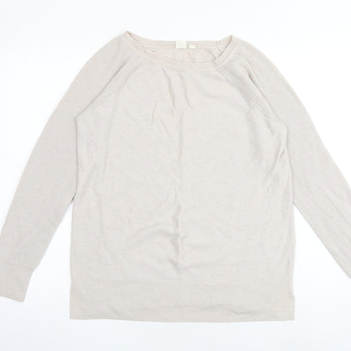 Gap Womens Beige Round Neck Nylon Pullover Jumper Size M