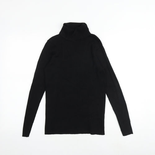 Marks and Spencer Womens Black Roll Neck Viscose Pullover Jumper Size 14